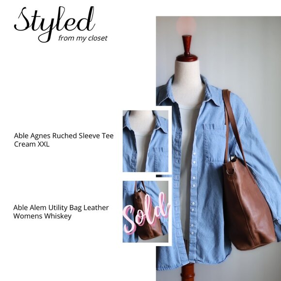 Able Crystal Oversized Denim Shirt Womens XL Closet Staple Travel - Picture 7 of 7